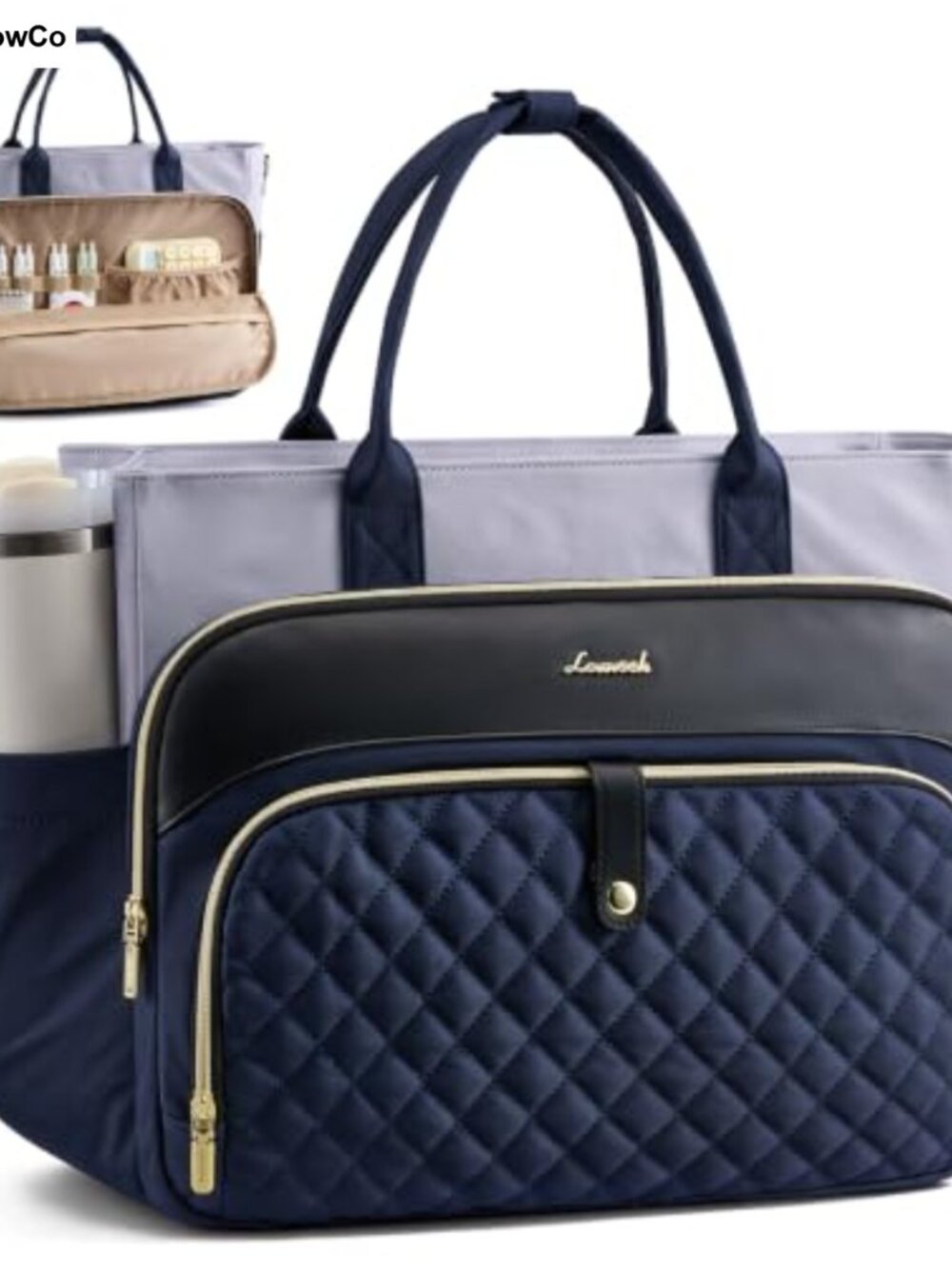 Quilted Laptop Tote Bag for Women Work Teacher Nurse 15.6 Inch Shoulder
